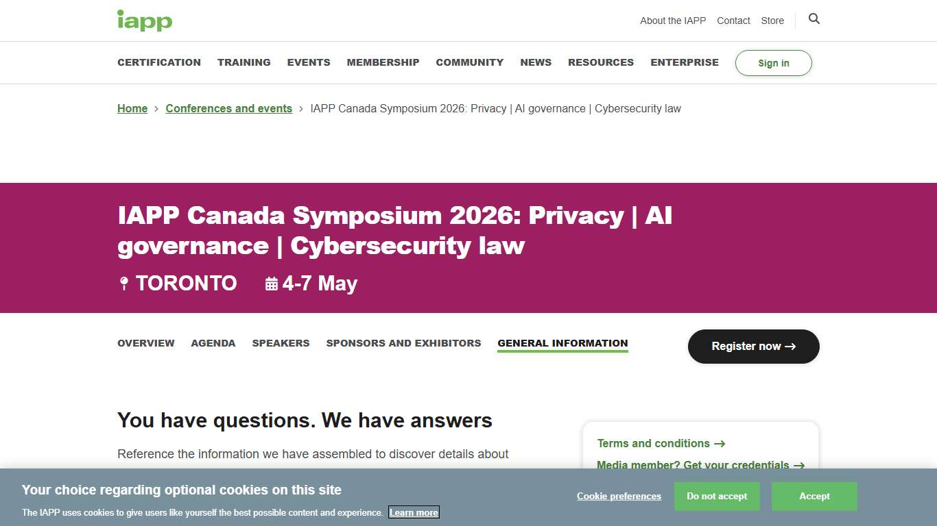 IAPP Canada Symposium 2026 General Information IAPP